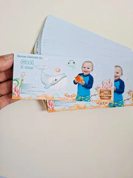 Vale Ticket Dinheirinho Personalizado Fundo do Mar