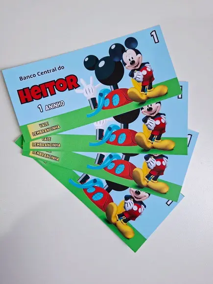 Vale Ticket Dinheirinho Personalizado Mickey