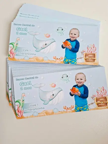 Vale Ticket Dinheirinho Personalizado Fundo do Mar