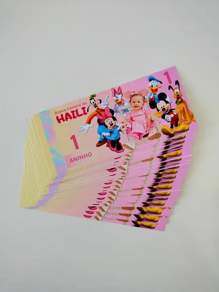 Vale Ticket Dinheirinho Personalizado Turma Mickey
