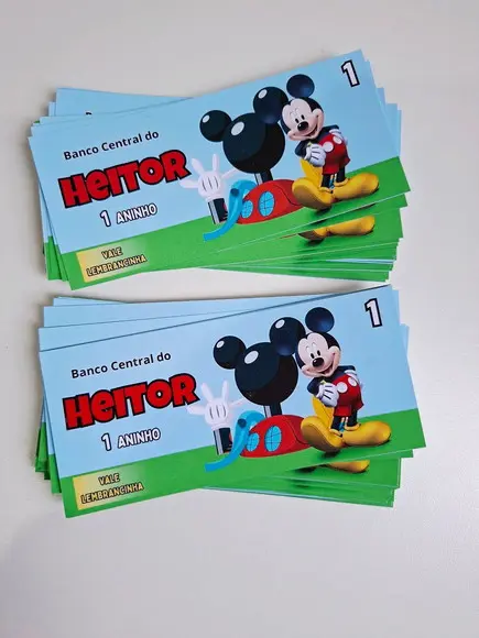 Vale Ticket Dinheirinho Personalizado Mickey
