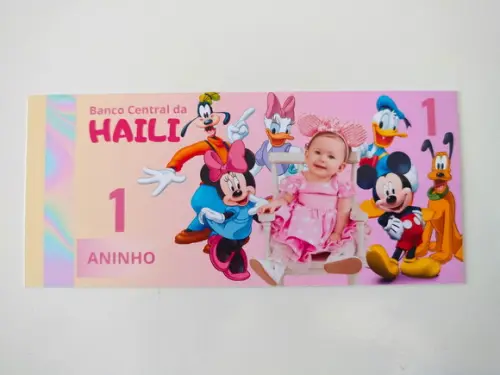 Vale Ticket Dinheirinho Personalizado Turma Mickey
