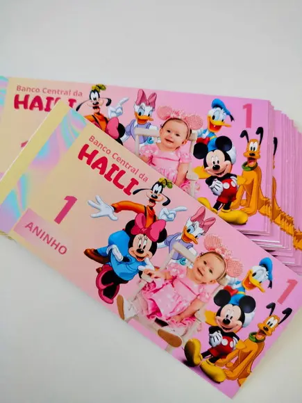 Vale Ticket Dinheirinho Personalizado Turma Mickey