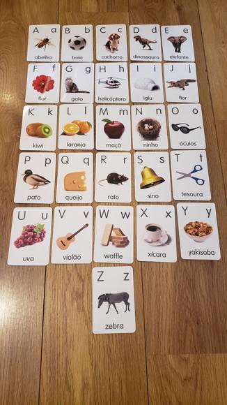 Alfabeto Ilustrado Kit 26 Flashcards Letras Montessori