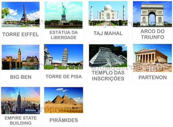 Kit 10 flashcards Monumentos do Mundo atividades montessori