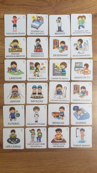 Kit 12 Flashcards Atividades da Criança, Rotina Visual Tea
