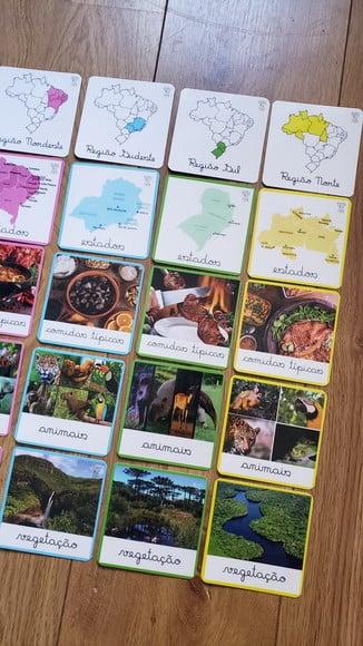 Kit 30 Flashcards Regiões do Brasil e Caracts - Montessori