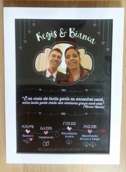 Quadro chalkboard Linha do tempo Namoro ou Casamento 20x30cm