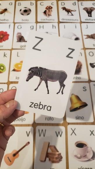 Alfabeto Ilustrado Kit 26 Flashcards Letras Montessori