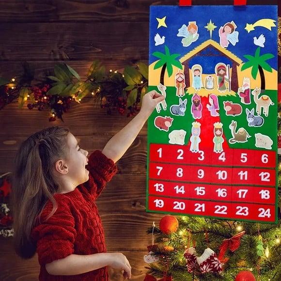 Calendário do Advento de Natal Presépio Cristão - Feltro