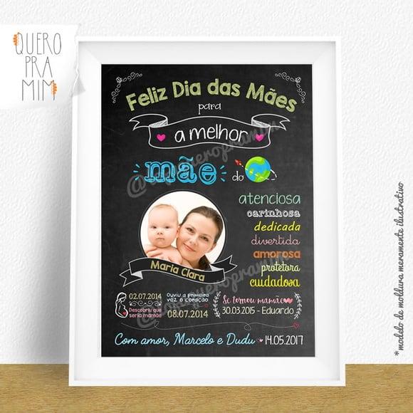 Chalkboard Personalizado Dia das Mães A4