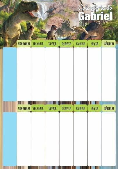 Calendário Rotina Semanal Personalizado em Imã Dinossauros