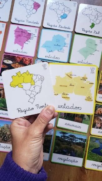 Combo 12 Kits de Flashcards em PDF Geografia Brasil + Mapa Regiõ