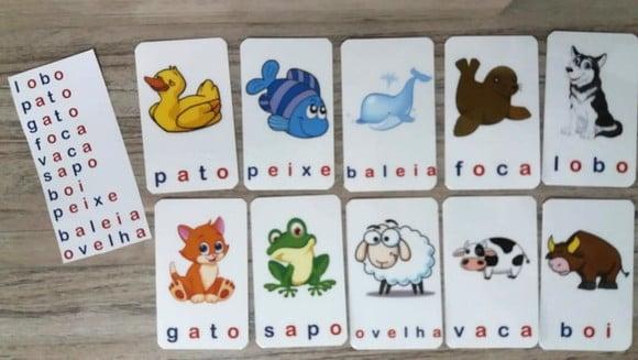 Kit 10 flashcards Jogo Alfabeto para atividades montessori
