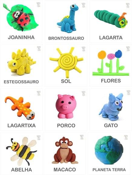 Kit 12 flashcards atividades com massinha de modelar