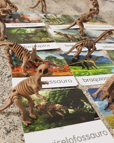 Kit 12 flashcards Montessori Dinossauros