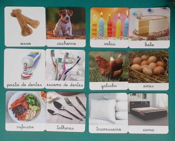 Kit 12 flashcards objetos e seus pares