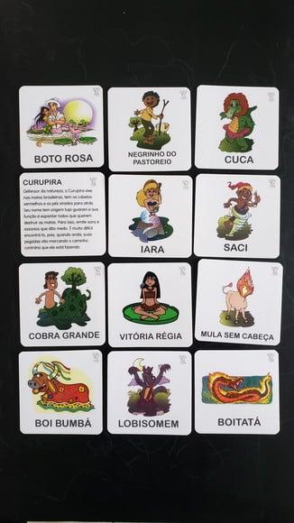 Kit 12 Flashcards Montessori Folclore Brasileiro, Frente/verso