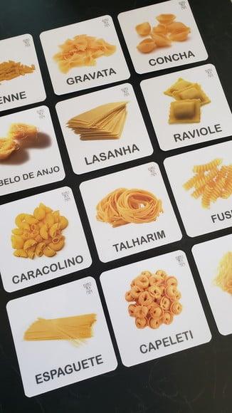 Kit 12 flashcards tipos de Massa Macarrão