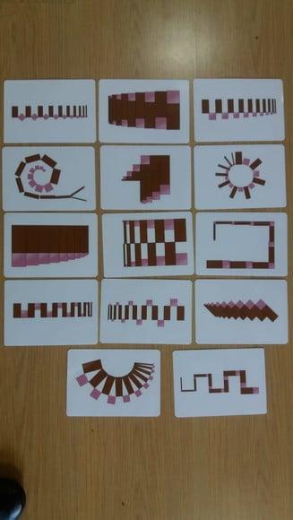Kit 14 flashcards Torre Rosa e Escada Marrom montessori
