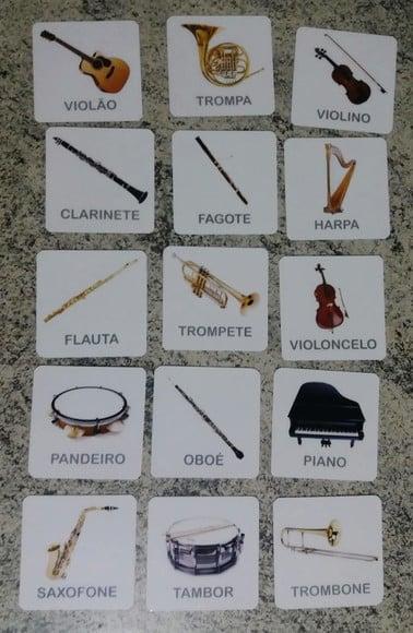 Kit 15 Flashcards Instrumentos Musicais