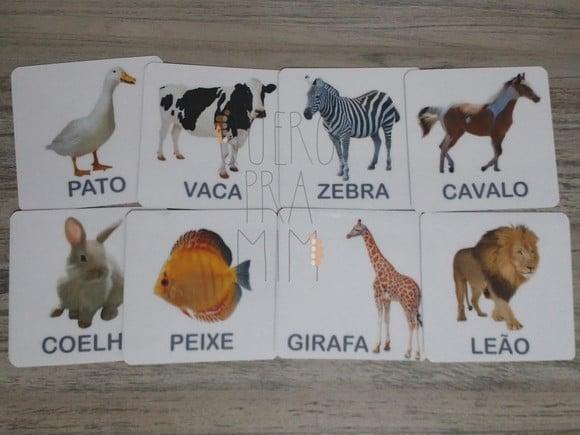 Kit 18 Flashcards Animais para Pareamento Montessori