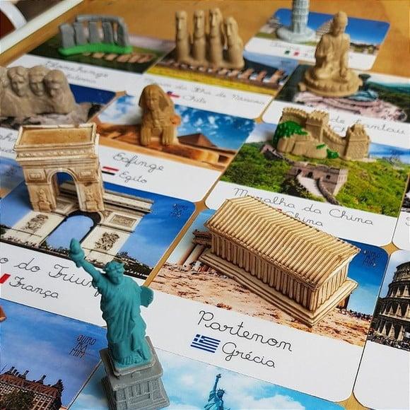 Kit 17 Miniaturas e Flashcards Monumentos do Mundo
