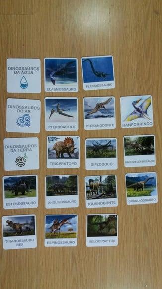 Kit 18 flashcards dinossauros ar, terra e água - montessori