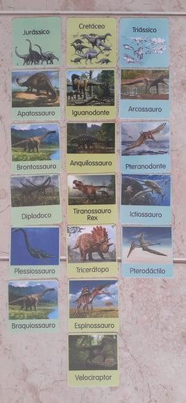 Kit 18 flashcards Eras dos Dinossauros atividades montessori