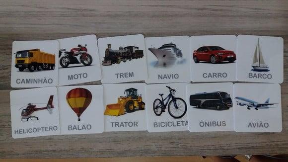 Kit 18 flashcards Meios de Transporte