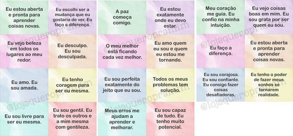 Kit 22 flashcards com frases de empoderamento para crianças