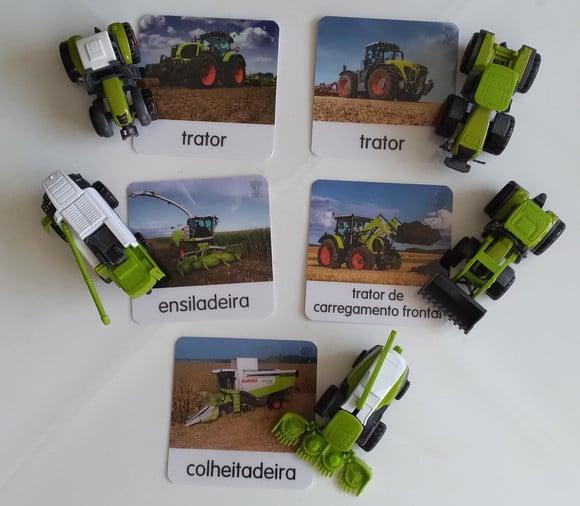 Kit 5 flashcards Montessori Veículos Agrícolas