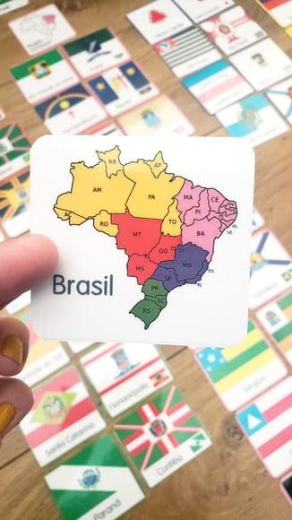 Kit 60 Flashcards Regiões do Brasil, Estados e Capitais
