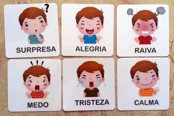 Kit 6 flashcards Montessori Emoções e Sentimentos