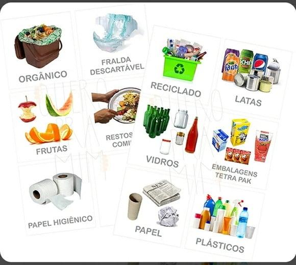 PDF 12 Cards Reciclagem Separação de Lixo - Arquivo Digital