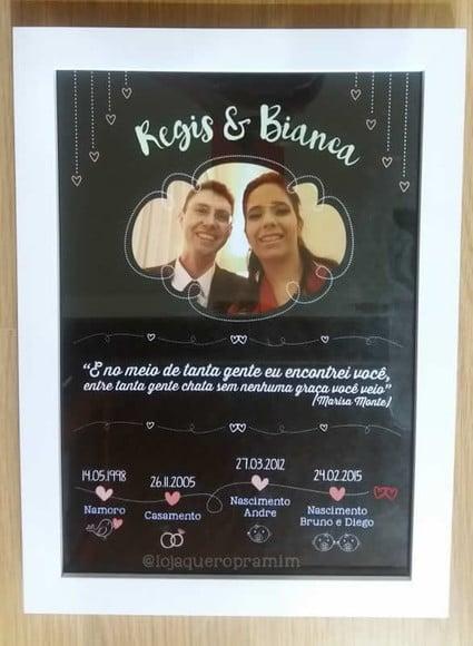 Quadro chalkboard Linha do tempo Namoro ou Casamento 20x30cm