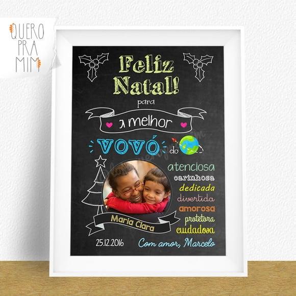 Quadro chalkboard Natal personalizado A4