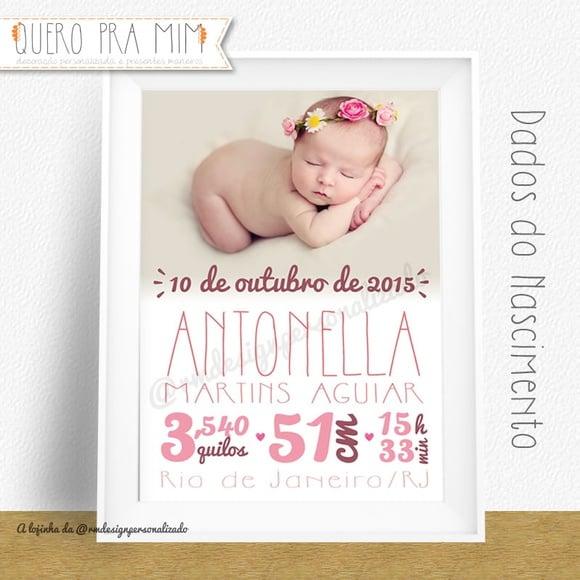 Quadro dados nascimento do bebê A4
