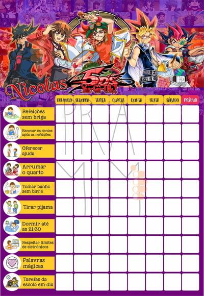 Quadro de Tarefas/incentivo com Rotina Anime Dragon Ball A4