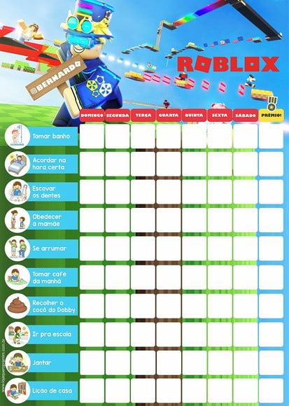 Quadro Tarefas/incentivo Super Nanny Imã Games Roblox Minecraft