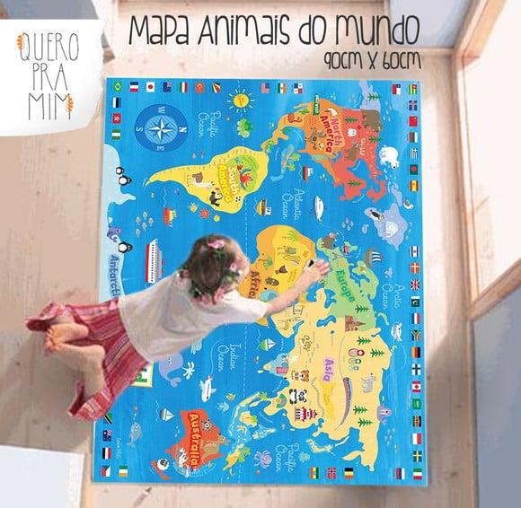 Tapete Mapa Mundi em Lona para Pareamento de Animais