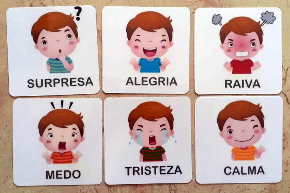 Kit 6 flashcards Montessori Emoções e Sentimentos