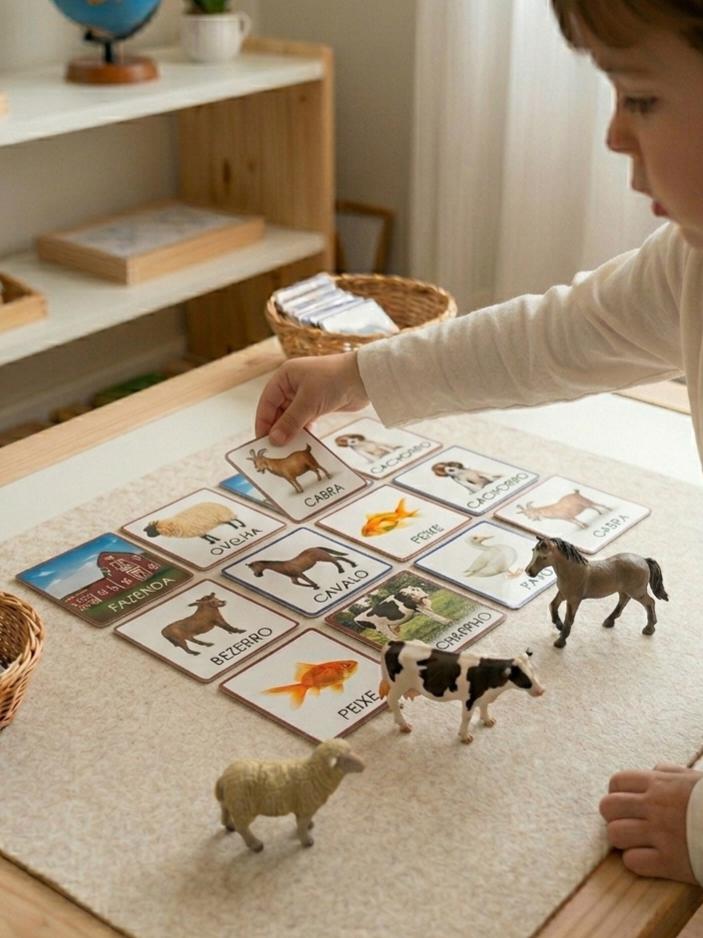 Kit 18 Flashcards Animais Domésticos de Casa e da Fazenda