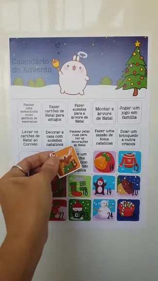 Calendário do Advento de Natal em Imã para Crianças A4