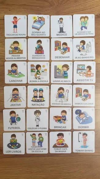 Kit 12 Flashcards Atividades da Criança, Rotina Visual Tea