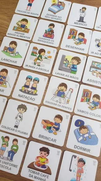 Kit 12 Flashcards Atividades da Criança, Rotina Visual Tea