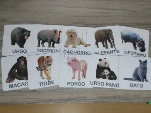 Kit 18 Flashcards Animais para Pareamento Montessori