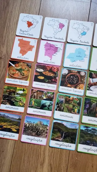 Kit 30 Flashcards Regiões do Brasil e Caracts - Montessori