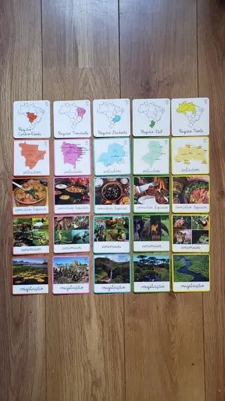 Kit 30 Flashcards Regiões do Brasil e Caracts - Montessori