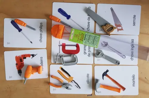 Kit 8 flashcards Ferramentas Safari Ltd Toob Montessori